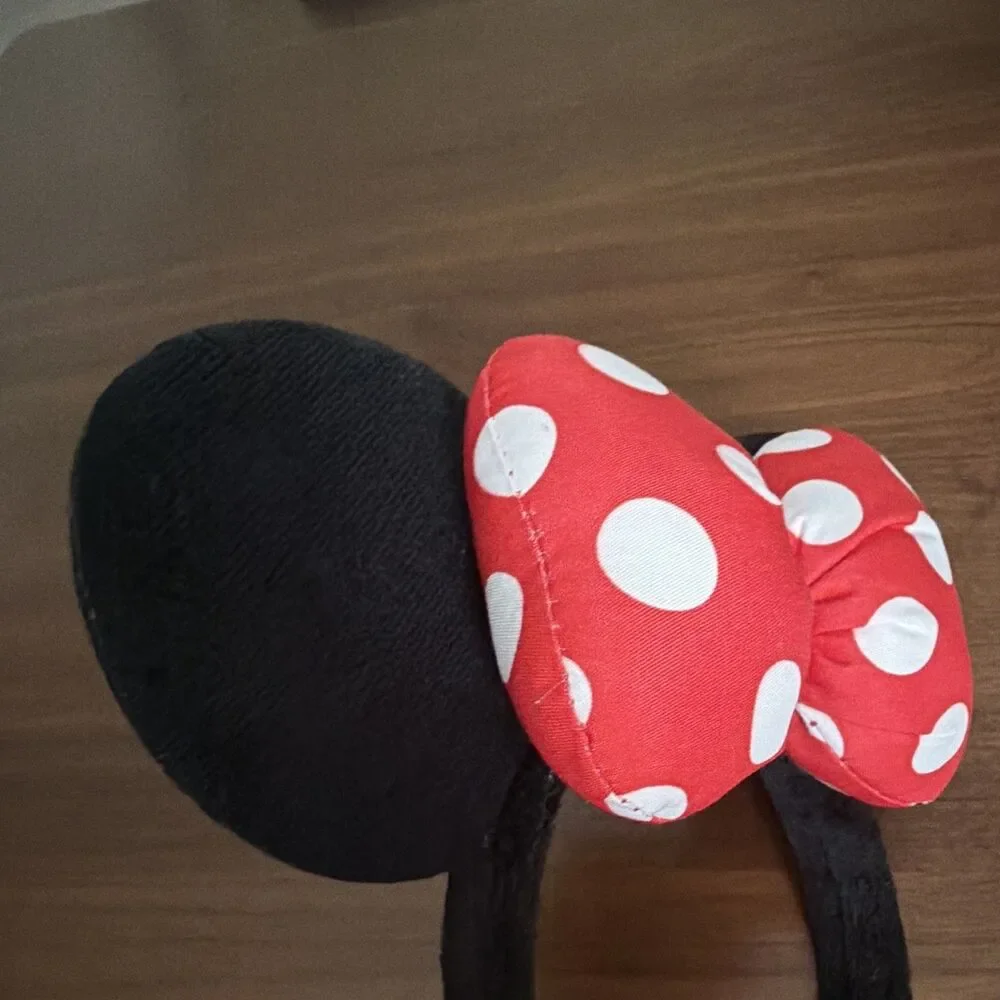 MINNIE MOUSE Red  White Polka Dot PUFFY  BOW Ears Headband  Costume No Logo